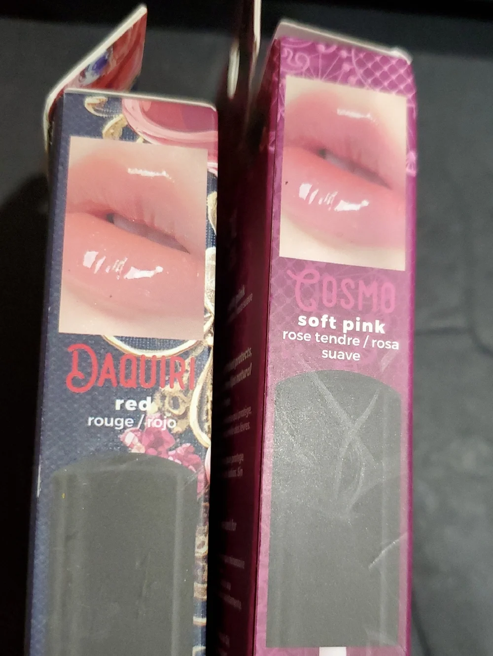 2pack‎ veil of allure sweet almond oil daiquiri red and cosmo soft pink lip oils